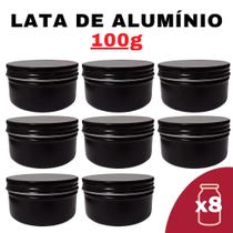 Kit Pote Lata de Alumínio Multiuso - Preto - Vela, Creme, Cosméticos e Armazenamento Diverso (100g)