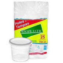 Kit Pote Marmita Fitness Descartável 750ml Freezer Microondas Doces Bolos Redondo - Rioplastic