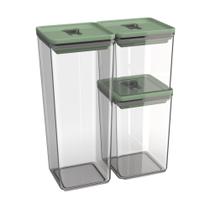 Kit pote organizador Hermetico Dubai1L, 1,5l e 2,5L Unitermi 3 unidades Verde Kit pote organizador Hermetico Dubai1L, 1,5l e 2,5L Unitermi 3 unidades Verde