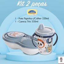 Kit Pote Papinha com Colher e Copo Caneca Trio Tampa Alça Kit Pote Papinha com Colher e Copo Caneca Trio Tampa Alça