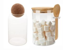 Kit Pote Para Mantimentos 800ml + Pote Vidro Com Alça e Colher Bambu Kit Pote Para Mantimentos 800ml + Pote Vidro Com Alça e Colher Bambu