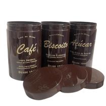 Kit Pote Plástico 1,45L Tampa Rosca Marrom Redondo Mokaccino
