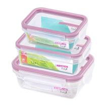 Kit Pote Plástico com Travas Hermético Açaí 3 Peças Sanremo