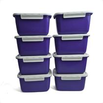 Kit Pote Plástico De Marmita Fitness Com Trava P/ Microondas Geladeira Premium 1L