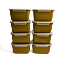 Kit Pote Plástico De Marmita Fitness Com Trava P/ Microondas Geladeira Premium 1L