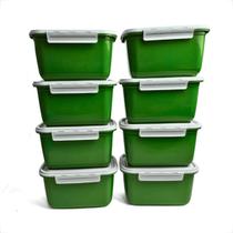 Kit Pote Plástico De Marmita Fitness Com Trava P/ Microondas Geladeira Premium 1L