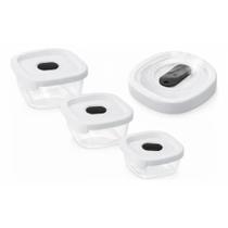 Kit Pote Plástico Encaixáveis Transparente Com Tampa Válvula -