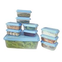 Kit pote plástico vasilhas armazenar alimentos jogo 10 peças diversos tamanhos retangular com tampa