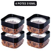 Kit Pote Plug Quadrado Alimentos Cozinha Porta Mantimentos Plasutil Biscoito Grãos Kit Pote Plug Quadrado Alimentos Cozinha Porta Mantimentos Plasutil Biscoito Grãos