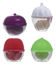 Kit Pote Porta Metades Alho Cebola Limão Tomate 250ml Kit Pote Porta Metades Alho Cebola Limão Tomate 250ml