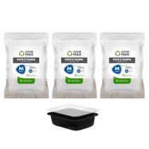 Kit Pote Preto C/ 72un 500ml Descartável Marmita Freezer Fit Retangular C/ Tampa