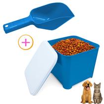 Kit Pote Raçao 6kg Pa Dosadora Azul Comida Caes Gato Macho