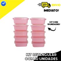 Kit Pote Retangular Organizador Com 10 Unidades - 700ML - Tampa Transparente