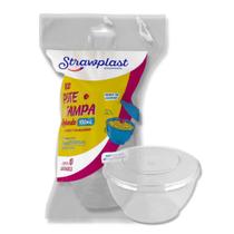 Kit pote/tampa 100 ml. strawplast p/ sobremesas c/ 10 un.