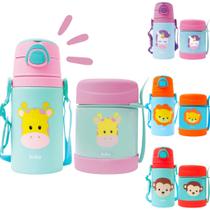 Kit Pote Térmico Buba e Garrafa Infantil - 320ml e 400ml, Em Inox e Alumínio, Com Canudo de Silicone, Livre de BPA, Perfeito para Passeios e Viagens