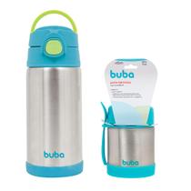 Kit Pote Térmico Inox Com Colher 320ml + Garrafa Térmica Inox Com Canudo 400ml Buba Kit Pote Térmico Inox Com Colher 320ml + Garrafa Térmica Inox Com Canudo 400ml Buba