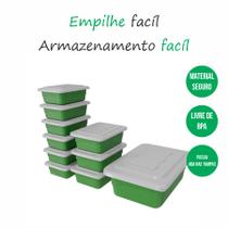 Kit Potes 10 Cozinha Saladeira Pote Marmitas na cor Verde