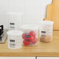 Kit Potes 4 Unidades Plástico Tampa Conserva Arroz Feijão Comida Vasilha Cozinha