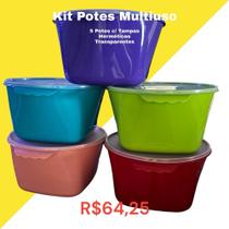 Kit Potes 5 Peças com Tampas