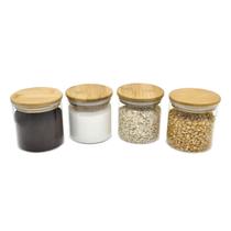Kit Potes 500ml de Vidro Herméticos Tampa de Bambu - Oikos Kit Potes 500ml de Vidro Herméticos Tampa de Bambu - Oikos