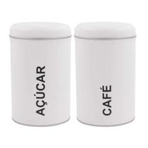 Kit Potes Açucar e Cafe Organizador Mantimentos Lata Cozinha Kit Potes Açucar e Cafe Organizador Mantimentos Lata Cozinha