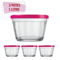 Kit Potes Americano Tampa Sortida Grande Alimentos 1L - 3Un