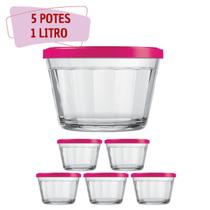 Kit Potes Americano Tampa Sortida Grande Alimentos 1L - 5Un