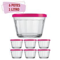 Kit Potes Americano Tampa Sortida Grande Alimentos 1L - 6Un