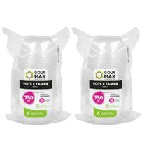 Kit Potes Bowl Redondo Descartáveis 750ml 40un Freezer e Micro-ondas Tampa Hermética Ideal Marmita Delivery Restaurante