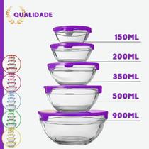 Kit Potes com Tampa Colorida 5 Peças Organização e Praticidade na Cozinha