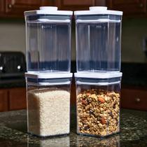 Kit Potes com Tampa Hermética 4pçs Oxo POP 1L Quadrado Despensa Organizada e Alimentos Sempre Frescos