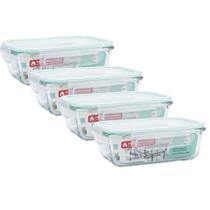 Kit Potes Com Tampa Herméticos Em Vidro Borossilicato 640mL, CKS, Jogo Conjunto Marmita Kit Potes Com Tampa Herméticos Em Vidro Borossilicato 640mL, CKS, Jogo Conjunto Marmita
