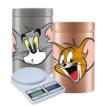 Kit Potes de armazenamento Tom e Jerry + Balança Digital de Cozinha