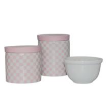 Kit Potes de Higiene - Quadriculado Rosa