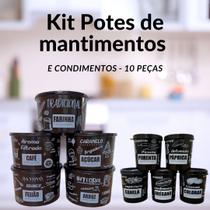 Kit Potes de Mantimentos 10 peças Black PT Kit Potes de Mantimentos 10 peças Black PT