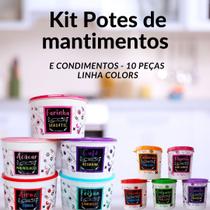 Kit Potes de Mantimentos 10 peças Colorido Kit Potes de Mantimentos 10 peças Colorido