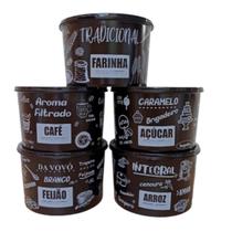 Kit Potes de Mantimentos 2L 5 peças Black PT Arroz, Feijão, Açucar, Farinha e Café Kit Potes de Mantimentos 2L 5 peças Black PT Arroz, Feijão, Açucar, Farinha e Café