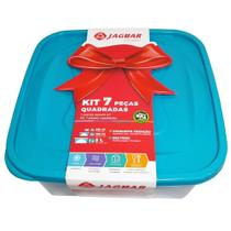 Kit Potes De Plásticos Quadrados 7 Peças Jaguar Utilidades Kit Potes De Plásticos Quadrados 7 Peças Jaguar Utilidades
