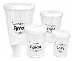 Kit Potes de Rosca 5 Peças Arroz 5kg Feijão Açúcar café Multiuso Organizador Mantimentos Cozinha Kit Potes de Rosca 5 Peças Arroz 5kg Feijão Açúcar café Multiuso Organizador Mantimentos Cozinha