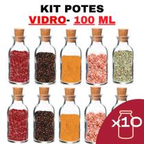 Kit Potes De Tempero De Vidro 100Ml Com Tampa Rolha