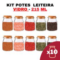 Kit Potes De Temperos Condimentos De Vidro Leiteira 215Ml