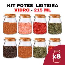 Kit Potes de Temperos Condimentos de Vidro Leiteira 215ml - Senhora Madeira