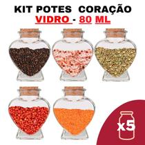 Kit Potes De Temperos E Condimentos Tipo Coração 80Ml