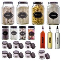 Kit Potes De Vidro 18 Peças BLACK Kit Potes De Vidro 18 Peças BLACK