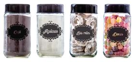 Kít Potes de Vidro 800ml 4pçs para (Café/Açúcar/Doces/Biscoito) com Tampa Kít Potes de Vidro 800ml 4pçs para (Café/Açúcar/Doces/Biscoito) com Tampa