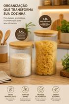 Kit Potes de Vidro Borossilicato Herméticos com Tampa de Bambu 1,4L e 1,8L Organizador para Mantimentos Kit Potes de Vidro Borossilicato Herméticos com Tampa de Bambu 1,4L e 1,8L Organizador para Mantimentos