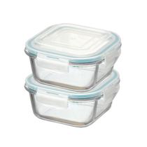 Kit Potes De Vidro Herméticos 2 Peças Quadrado 320ml Kit Potes De Vidro Herméticos 2 Peças Quadrado 320ml