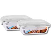 Kit Potes De Vidro Herméticos 2 Peças Retangular 1520ml
