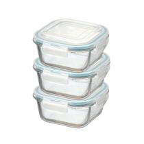 Kit Potes De Vidro Herméticos 3 Peças Quadrado 320ml Kit Potes De Vidro Herméticos 3 Peças Quadrado 320ml