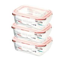 Kit Potes De Vidro Herméticos 3 Peças Retangular 1050ml Kit Potes De Vidro Herméticos 3 Peças Retangular 1050ml